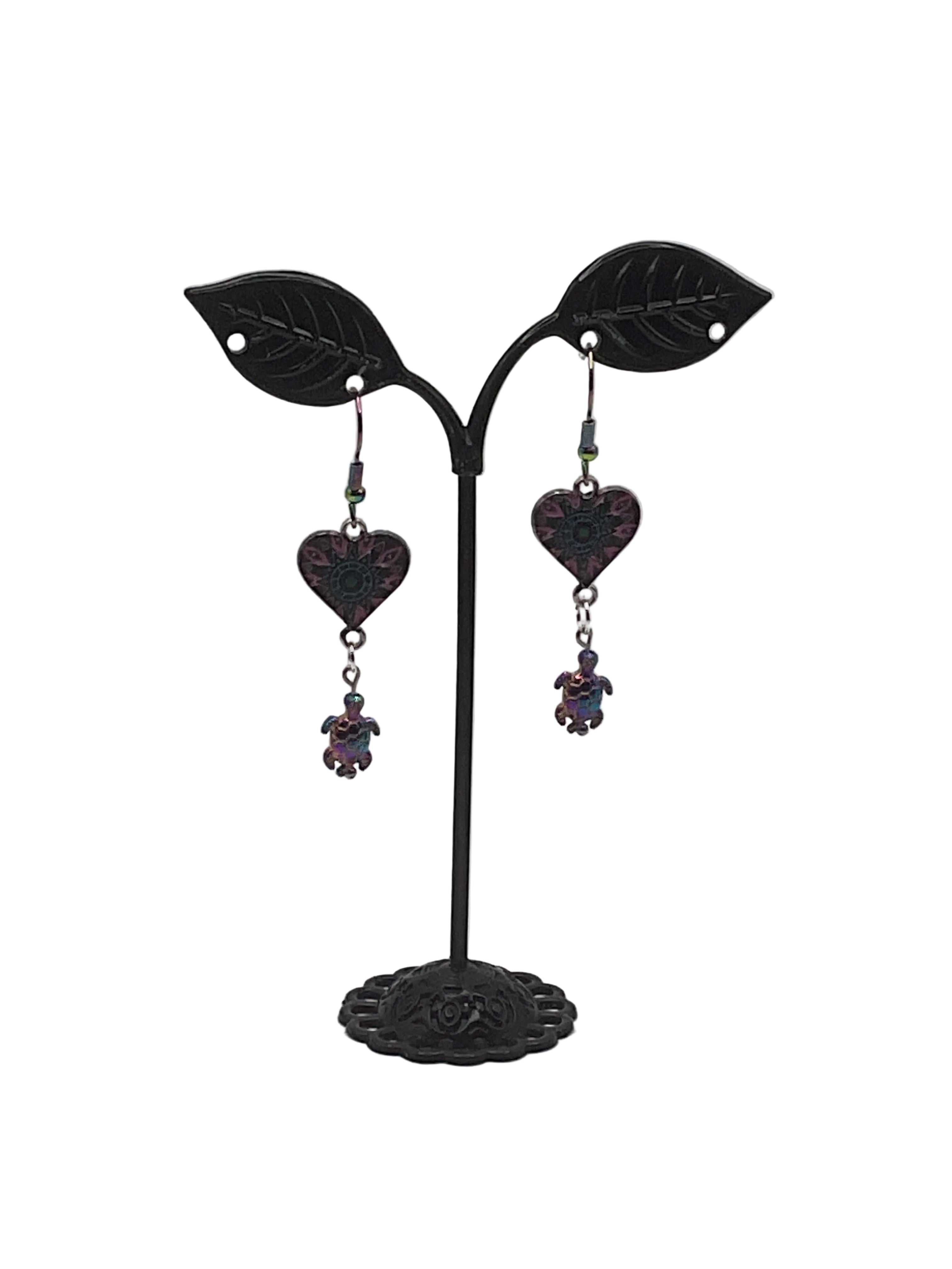 Dangling Heart and Charm Earrings