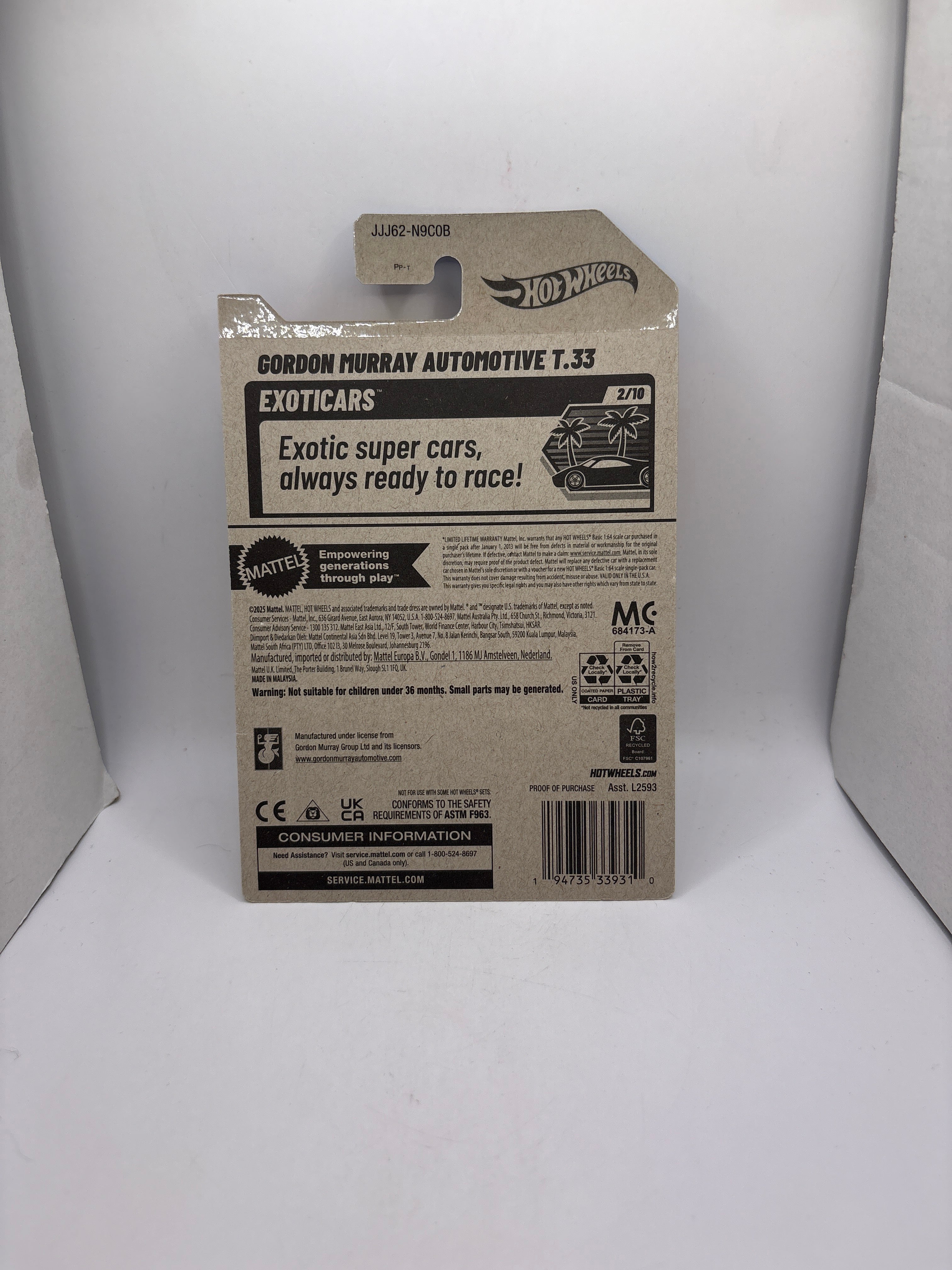 Hot Wheels Gordon Murray Automotive T.33 Diecast yellow