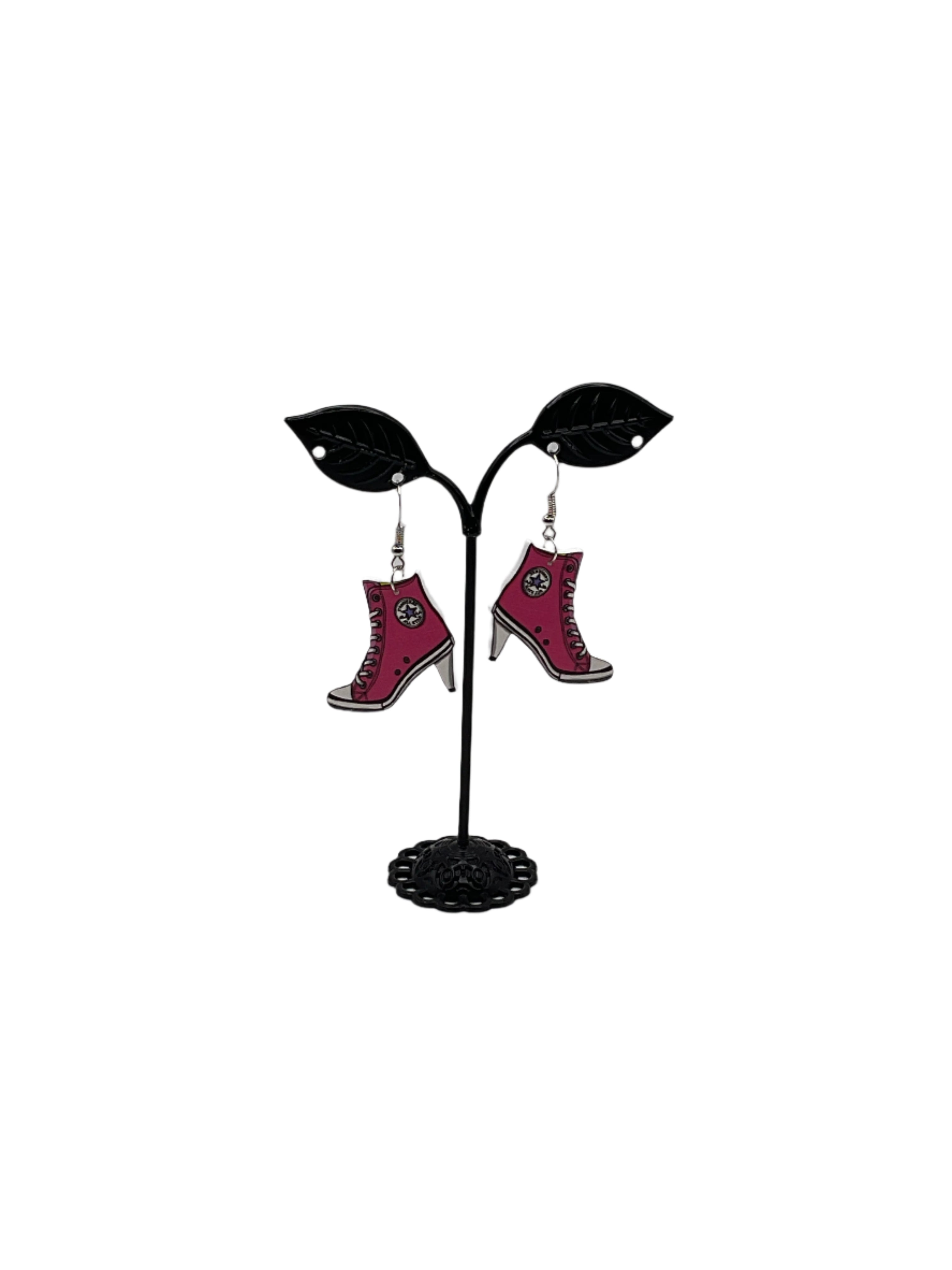 Pink High Heel Tennis Shoe Earrings