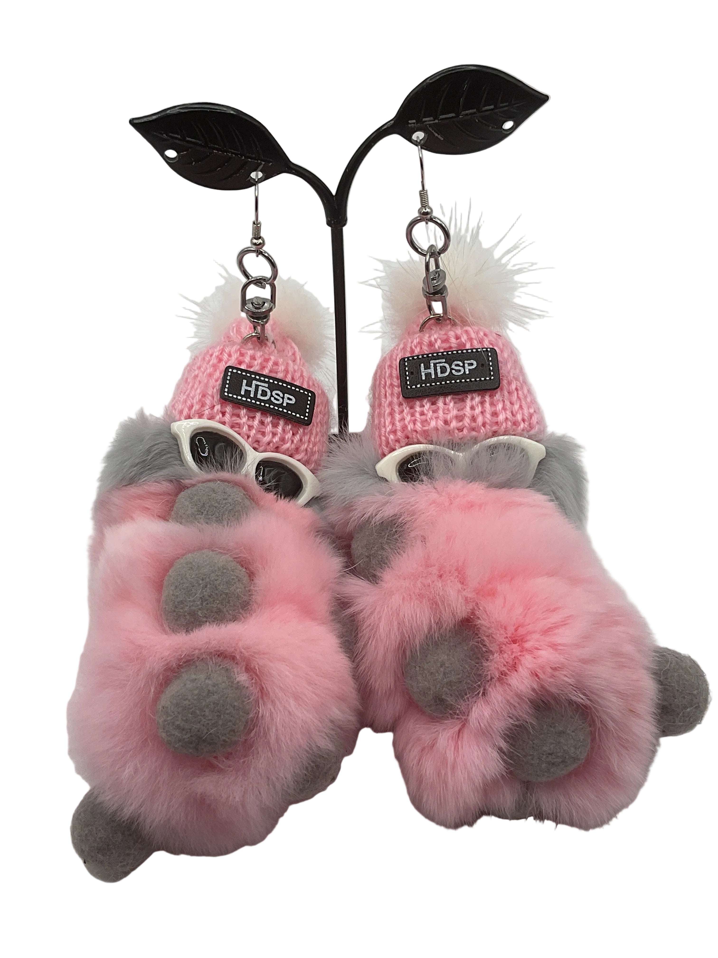 Rex Rabbit Fur Caterpillar Earrings