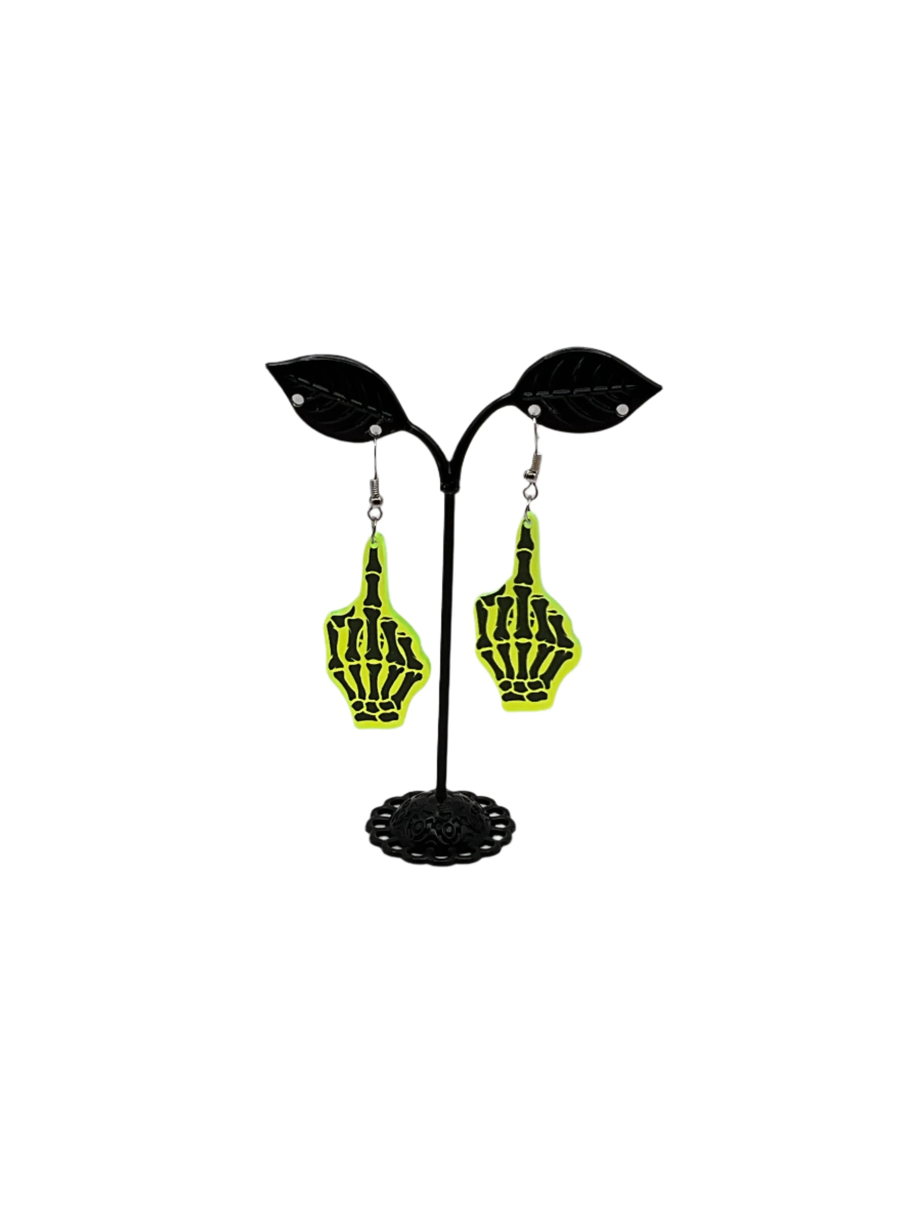 Neon Skeleton Finger Earrings