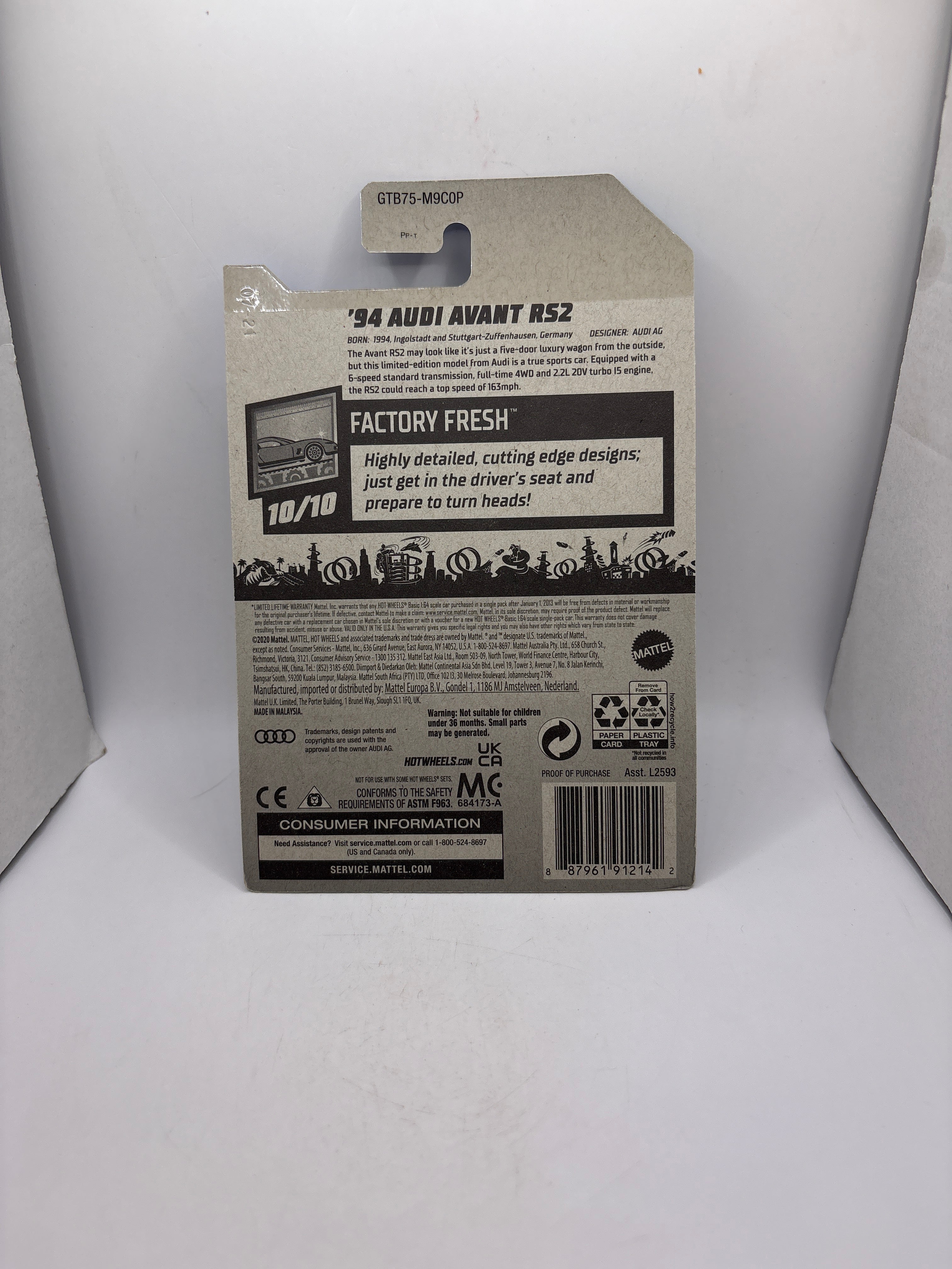 Hot Wheels 94 Audi Avant RS2 Diecast silver