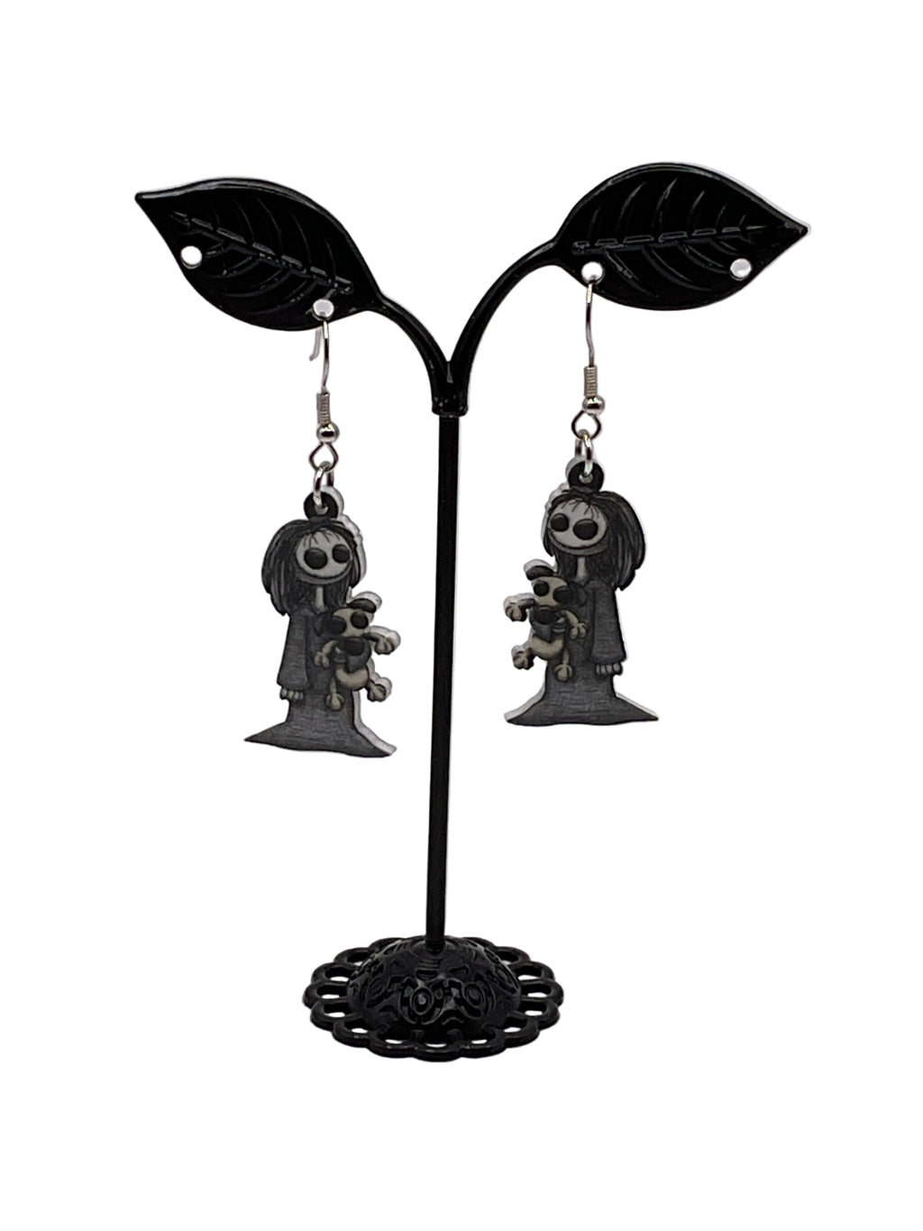 skeleton girl earrings