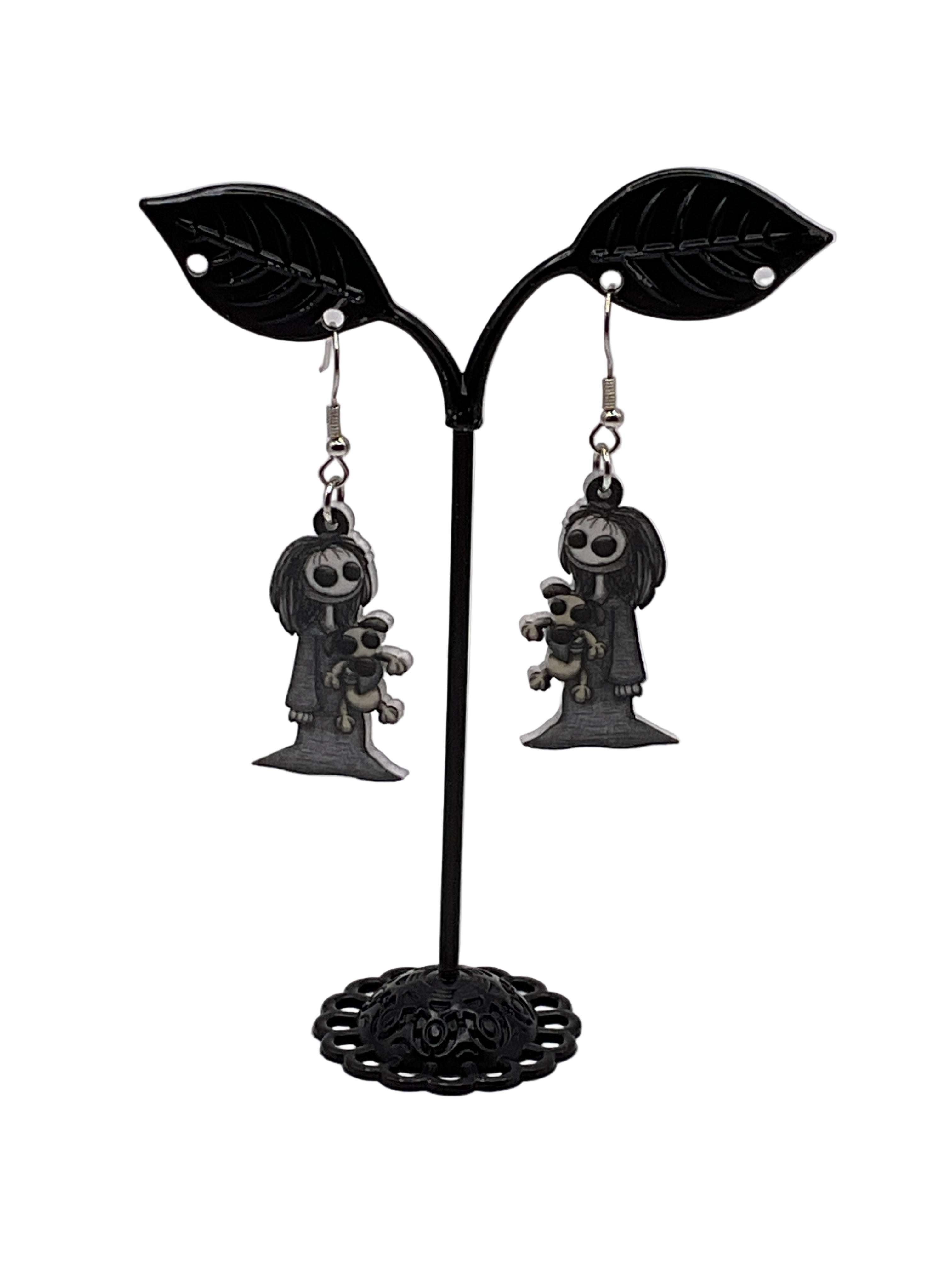 skeleton girl earrings