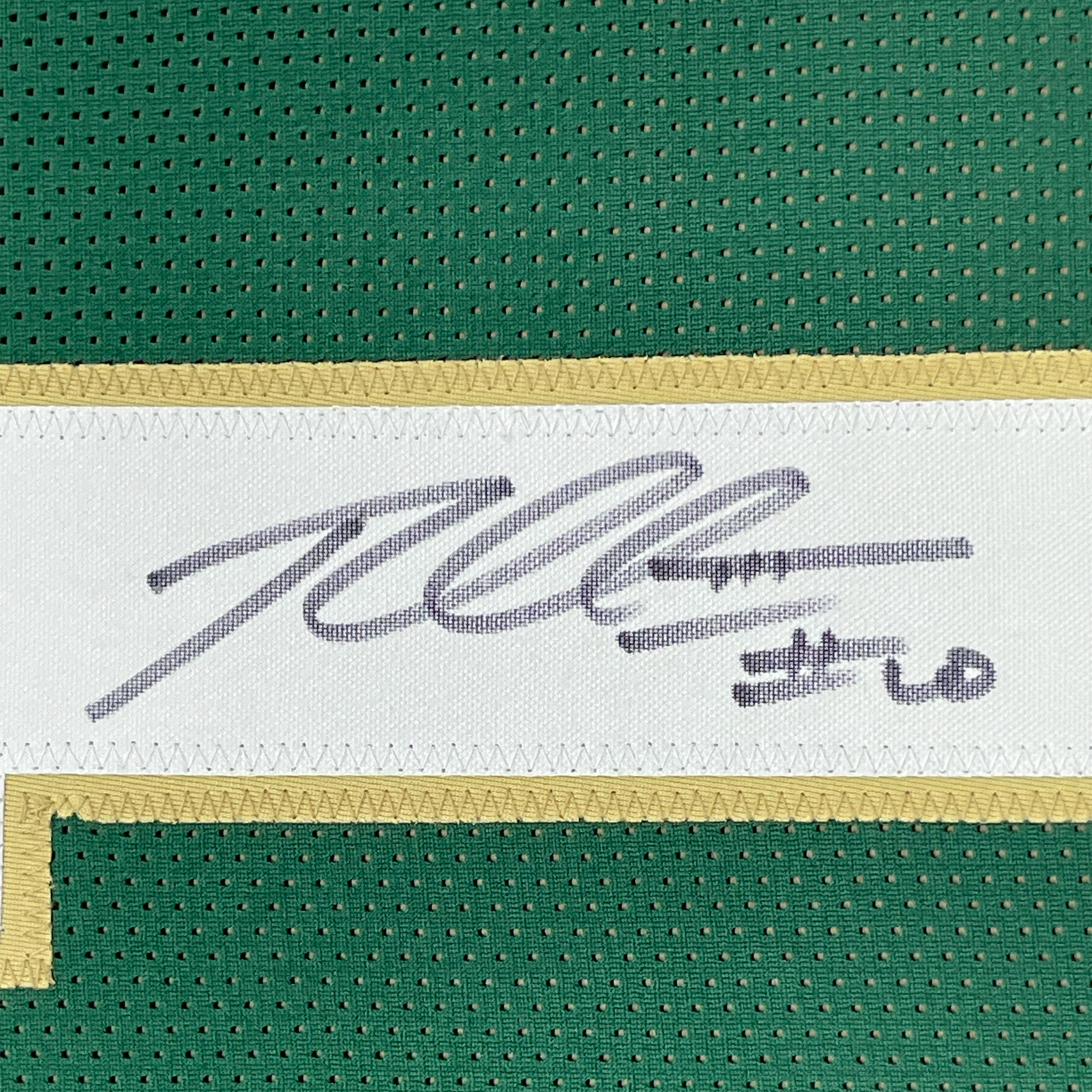 Framed Autographed/Signed Robert Griffin III RG3 35x39 Baylor Green College Football Jersey JSA COA