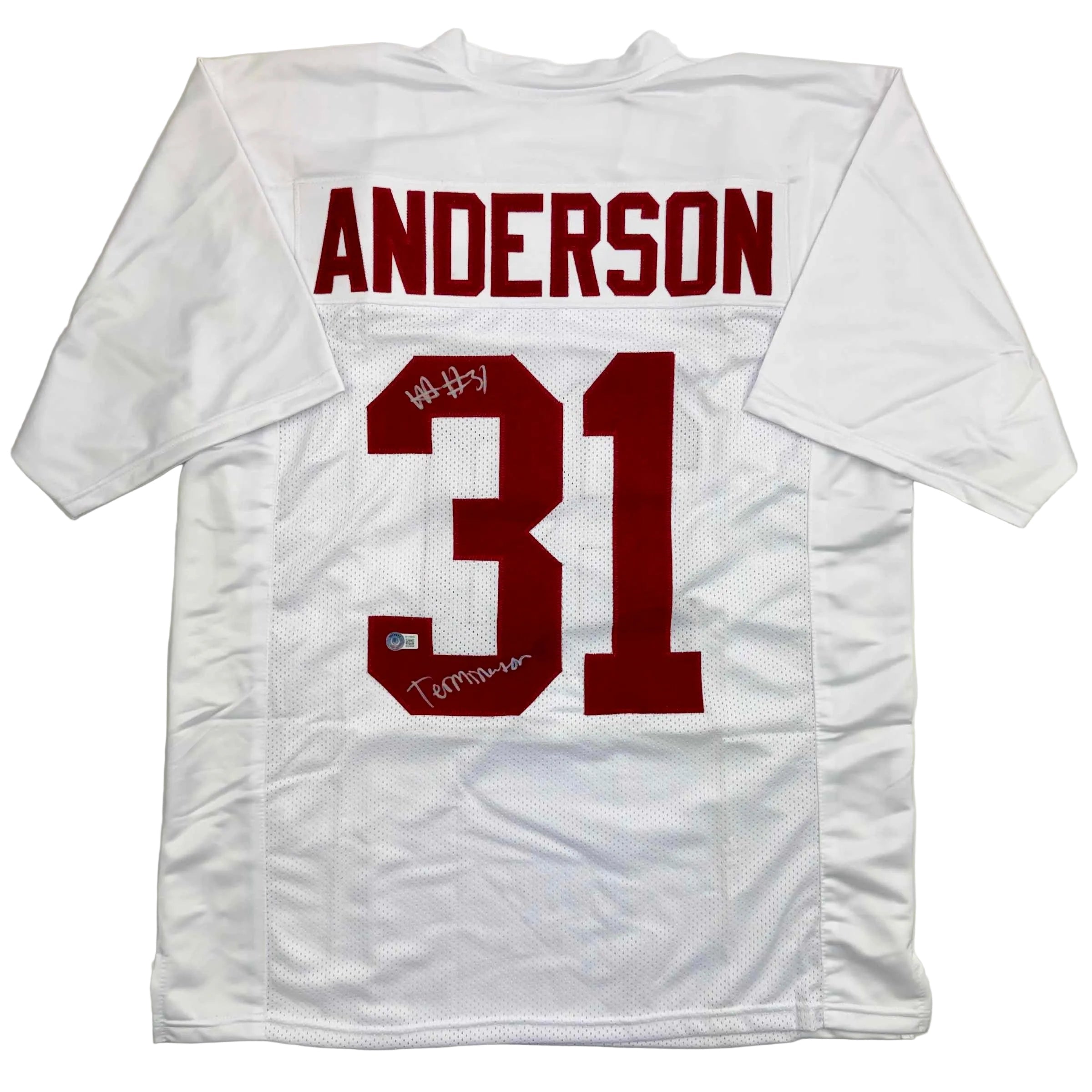 Autographed/Signed Will Anderson "Terminator" Alabama White College Football Jersey Beckett BAS COA