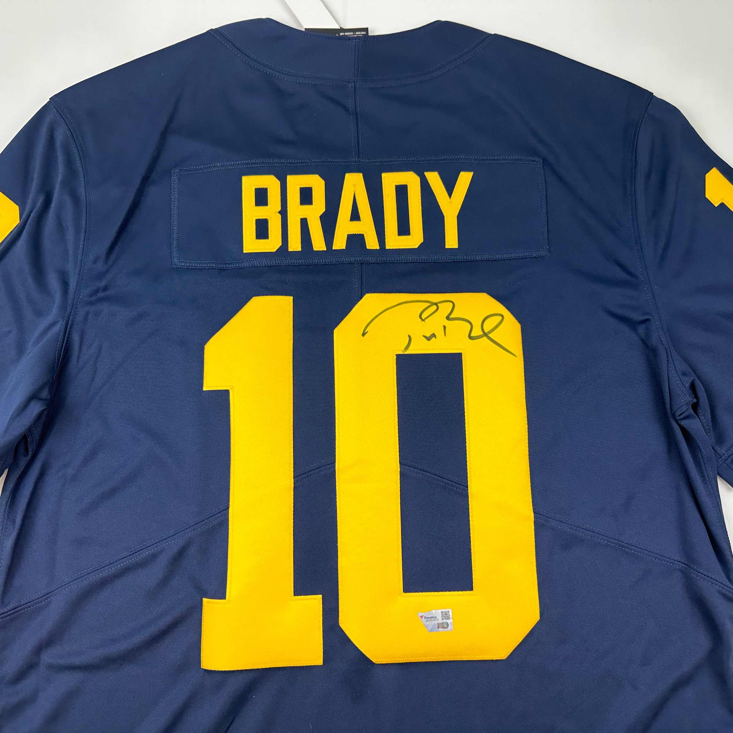 Autographed/Signed Tom Brady Michigan Wolverines Blue Authentic Limited Football Jersey Fanatics COA