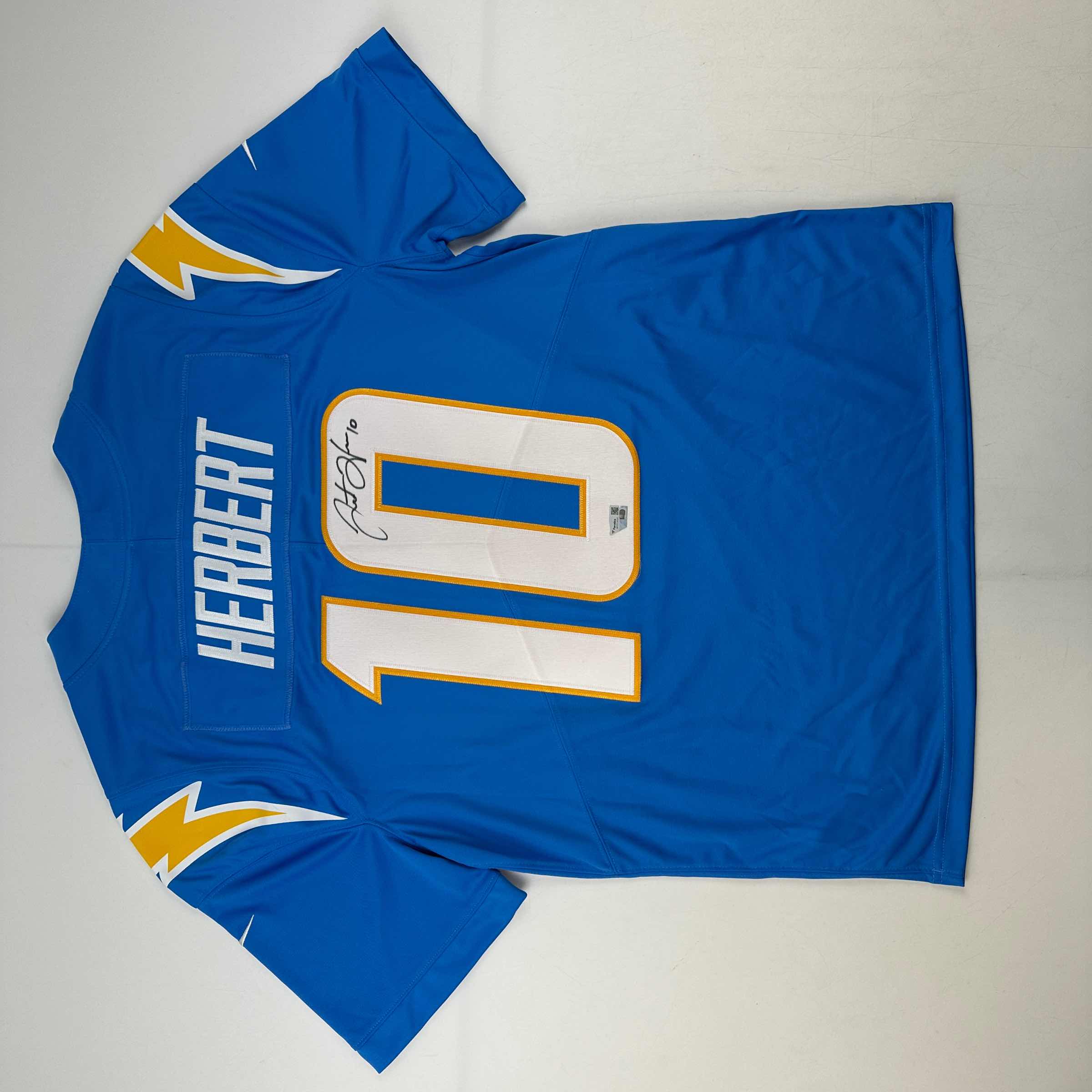 Autographed/Signed Justin Herbert Los Angles LA Chargers Powder Blue Authentic Elite Football Jersey Fanatics COA