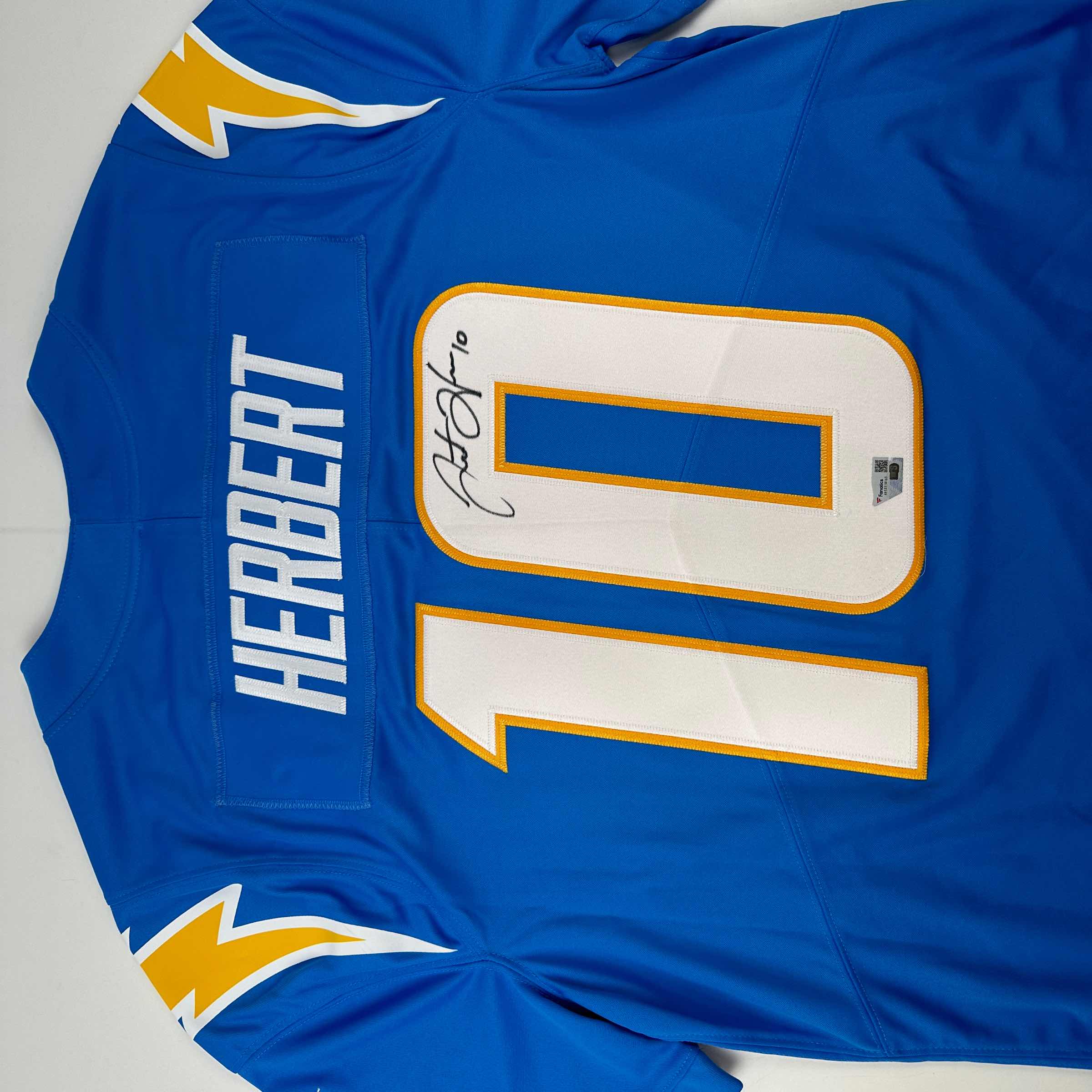 Autographed/Signed Justin Herbert Los Angles LA Chargers Powder Blue Authentic Elite Football Jersey Fanatics COA