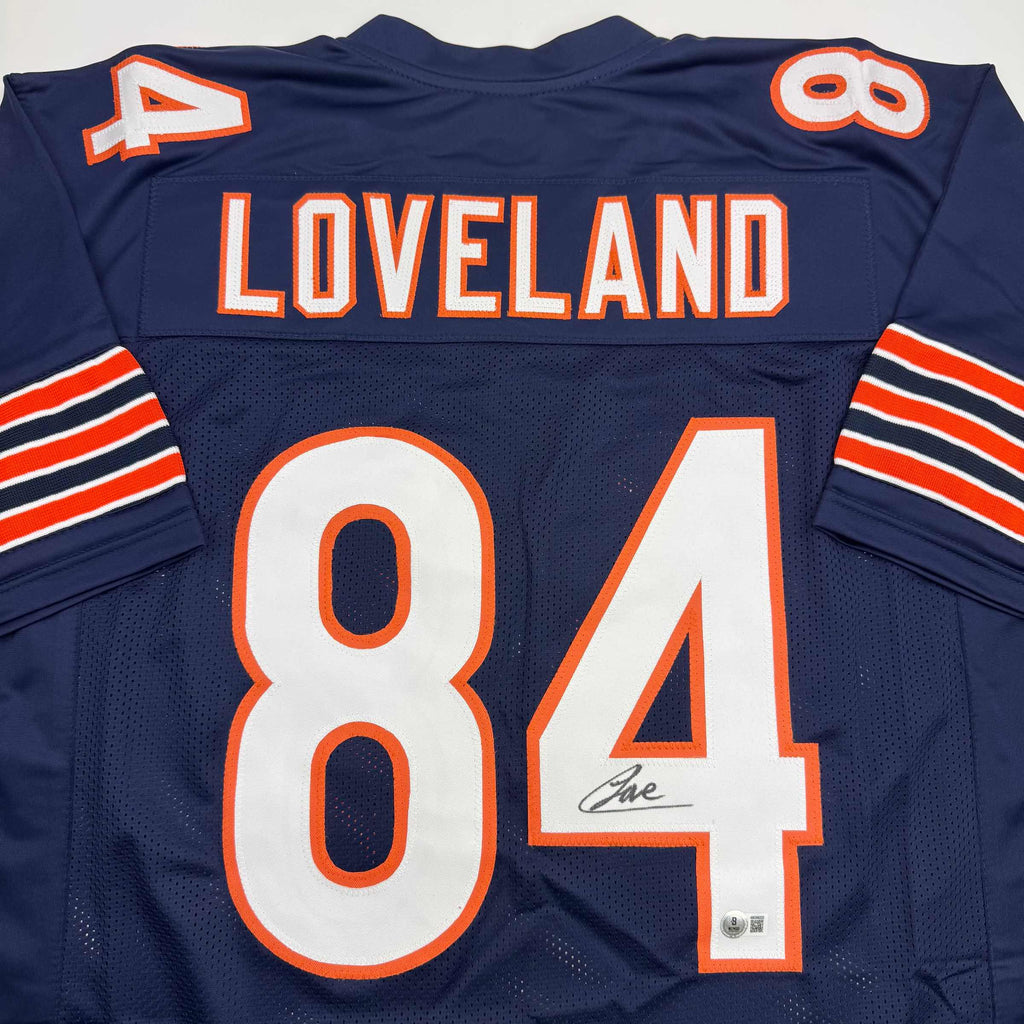 Autographed/Signed Colston Loveland Chicago Blue Football Jersey Beckett BAS COA