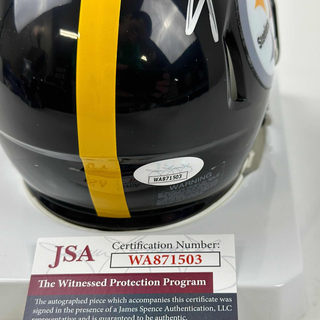 Autographed/Signed Hines Ward Pittsburgh Steelers Mini Football Helmet Beckett BAS COA