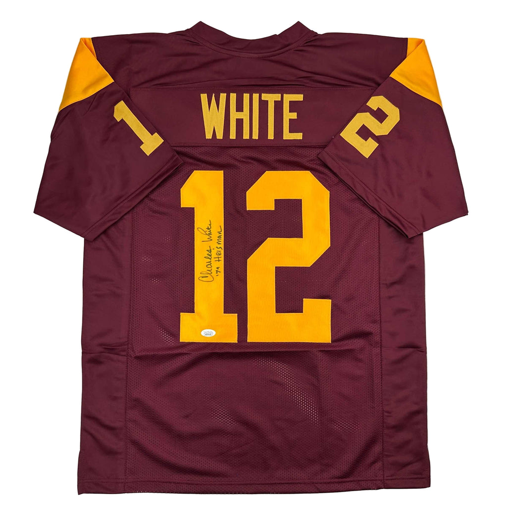 Autographed/Signed Charles White 79 Heisman USC Southen Cal Maroon College Football Jersey JSA COA