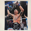 Autographed/Signed Max Holloway UFC MMA Black Fighting 8x10 Photo JSA COA