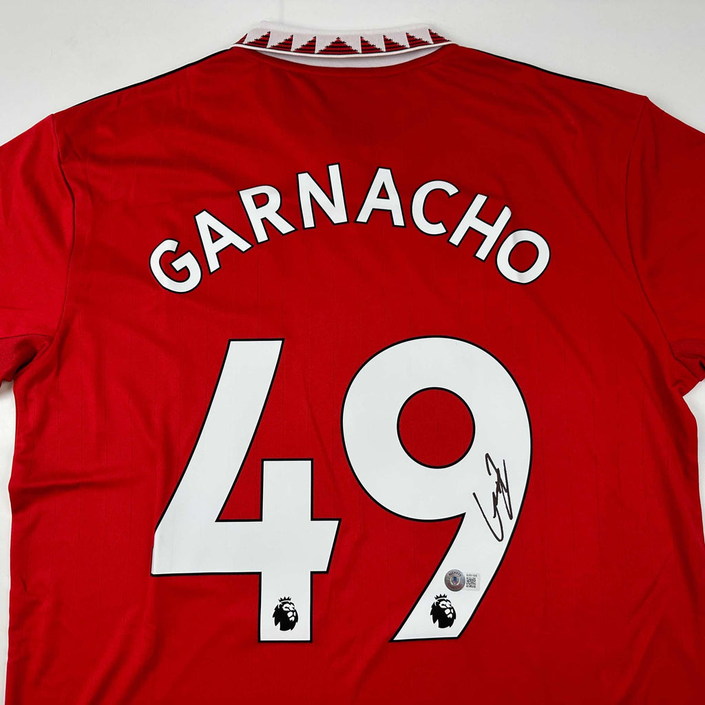 Autographed/Signed Alejandro Garnacho Manchester United Red Soccer Jersey Beckett BAS COA