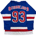 Autographed/Signed Mika Zibanejad New York Blue Hockey Jersey Beckett BAS COA