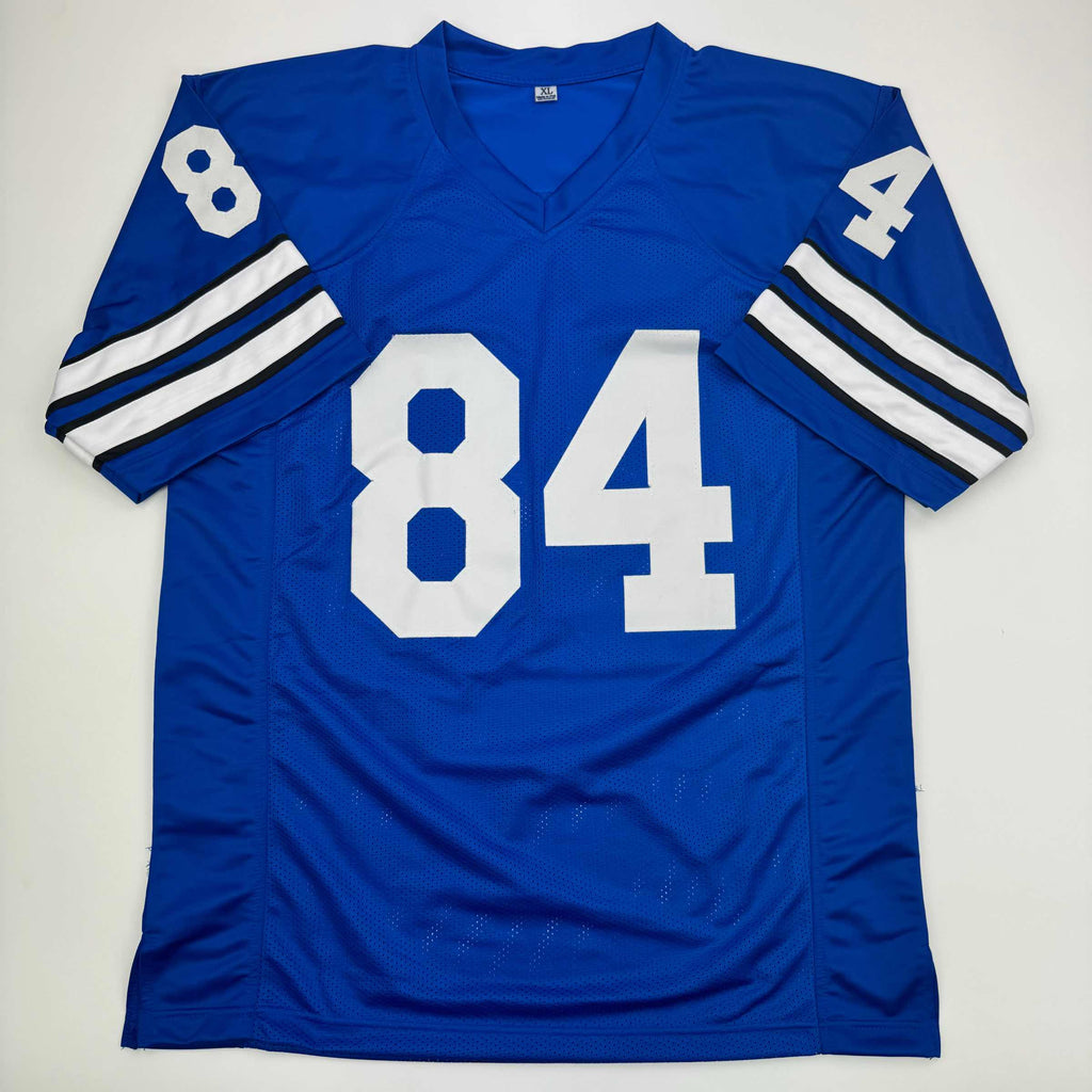 Autographed/Signed Jay Novacek Dallas Blue Football Jersey Beckett BAS COA