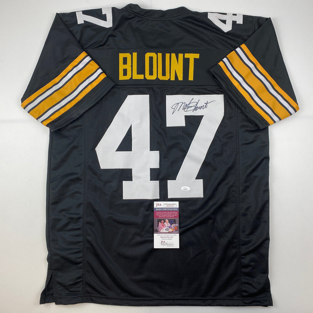 Autographed/Signed Mel Blount Pittsburgh Black Football Jersey Beckett BAS COA