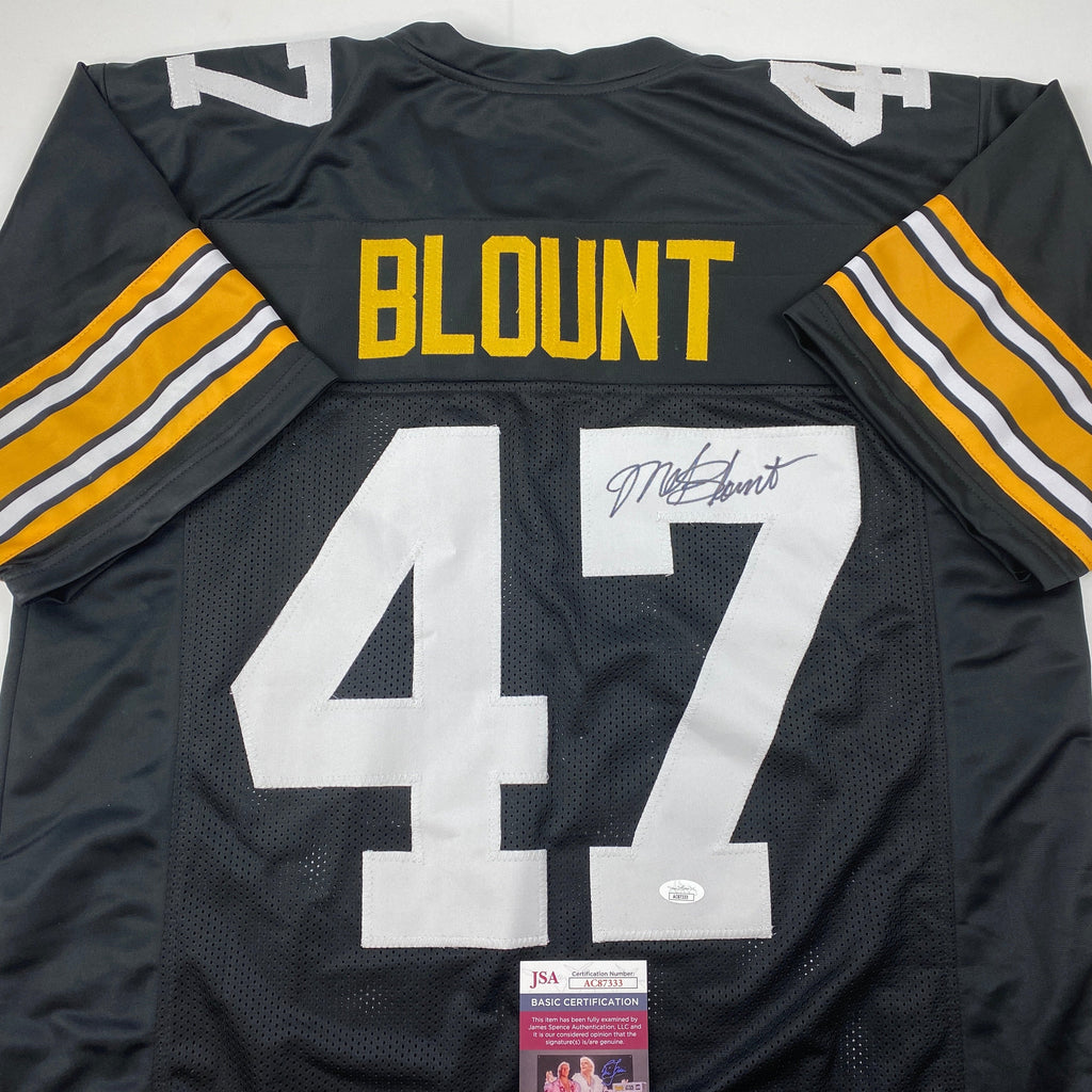 Autographed/Signed Mel Blount Pittsburgh Black Football Jersey Beckett BAS COA