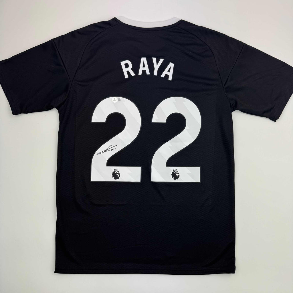 Autographed/Signed David Raya Arsenal Black Soccer Jersey Beckett BAS COA