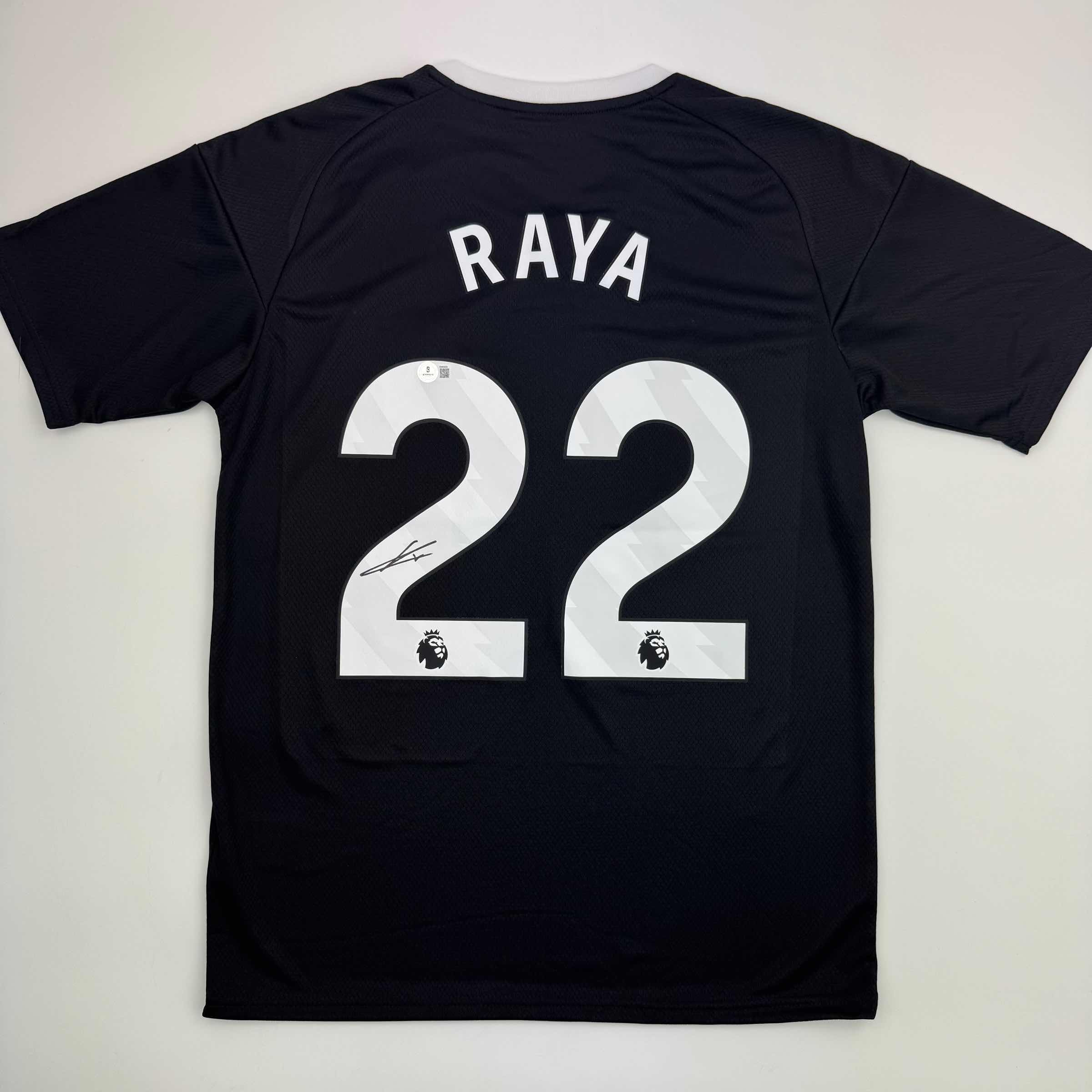 Autographed/Signed David Raya Arsenal Black Soccer Jersey Beckett BAS COA