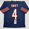 Autographed/Signed D'Andre Swift Chicago Blue Football Jersey Beckett BAS COA