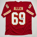 Autographed/Signed Jared Allen Kansas City Red Football Jersey Beckett BAS COA