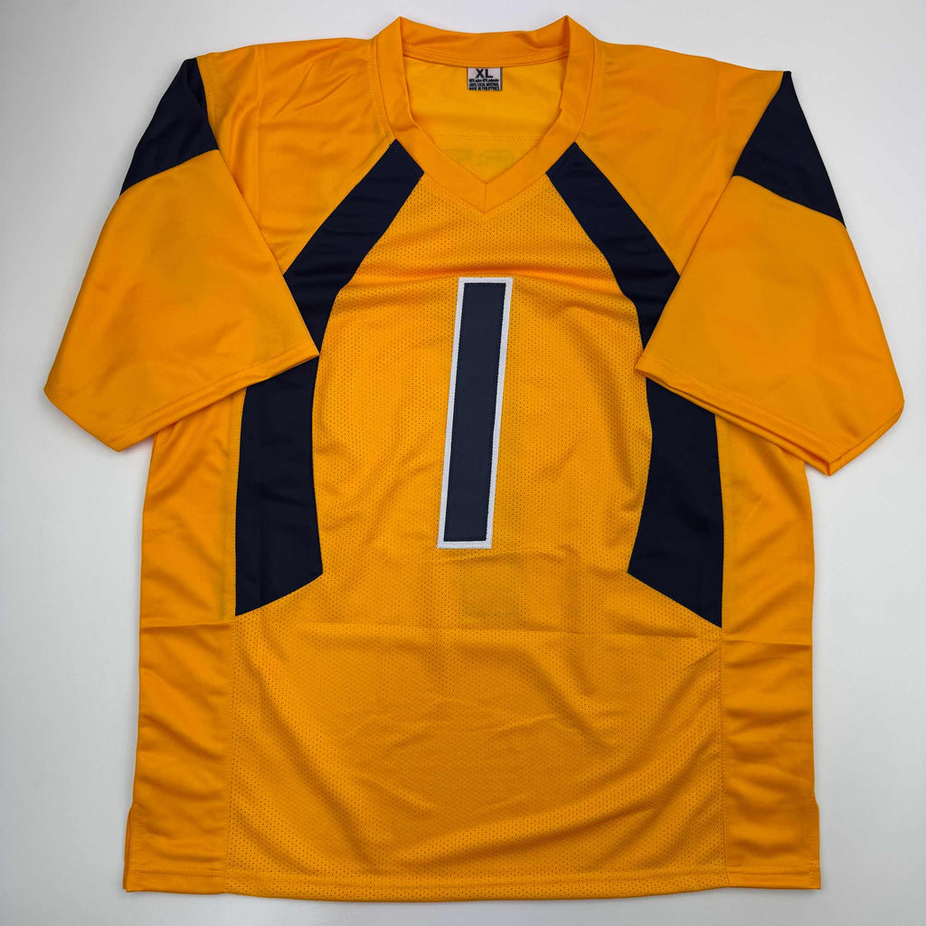 Autographed/Signed Tavon Austin West Virginia Yellow College Football Jersey JSA COA