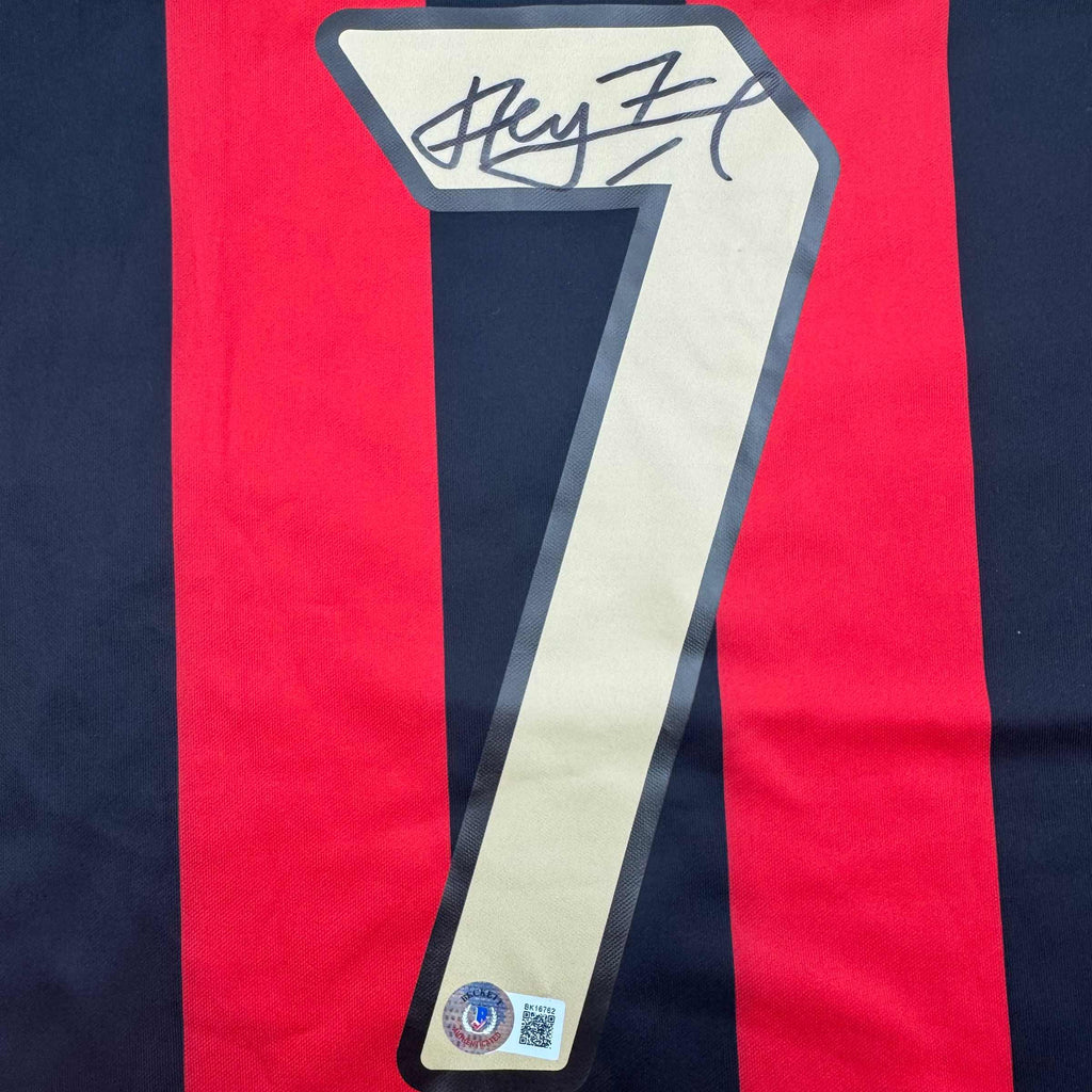 Autographed/Signed Andriy Shevchenko AC Milan Red/Black Soccer Futbol Jersey Beckett BAS COA