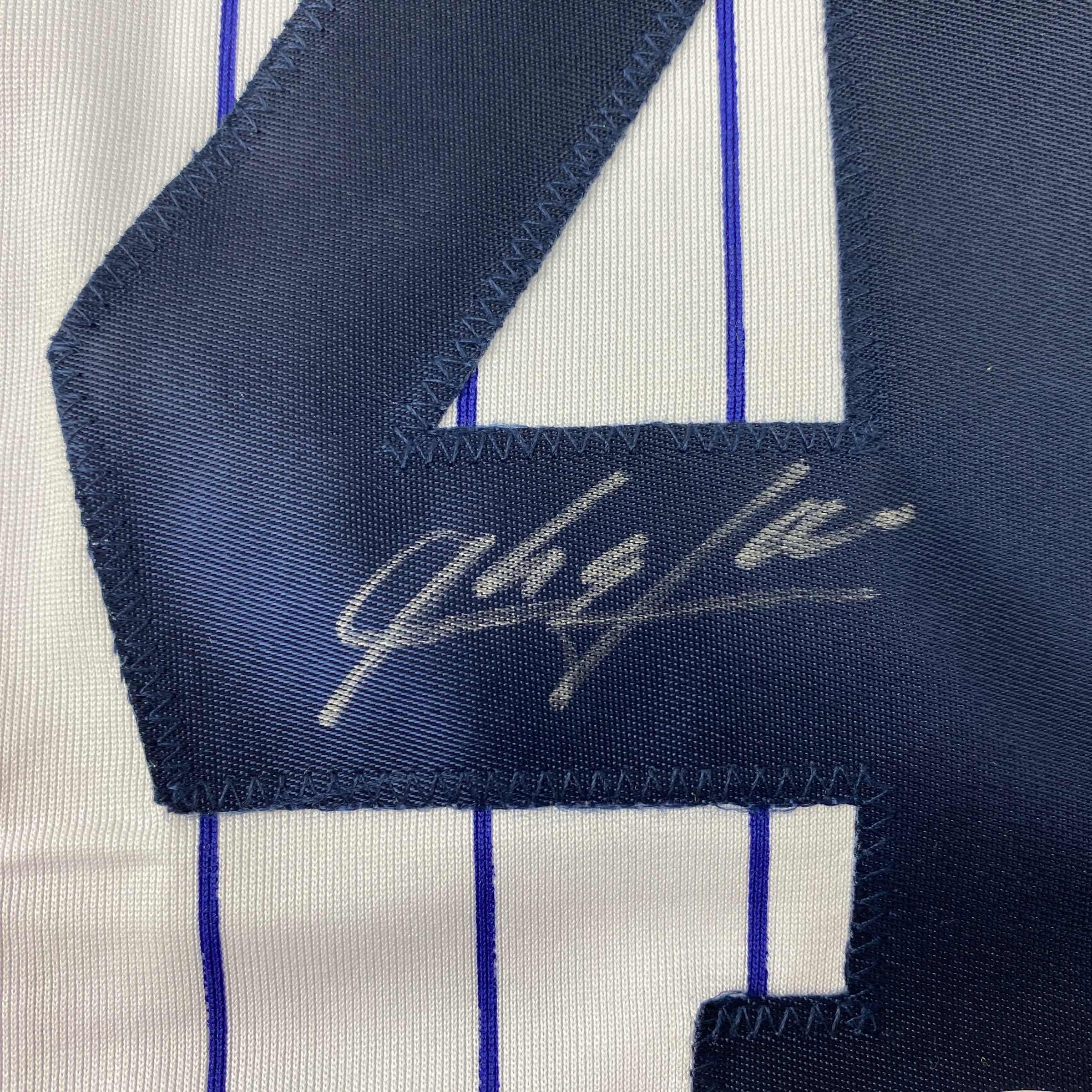 Autographed/Signed Aroldis Chapman New York Pinstripe Baseball Jersey Beckett BAS COA