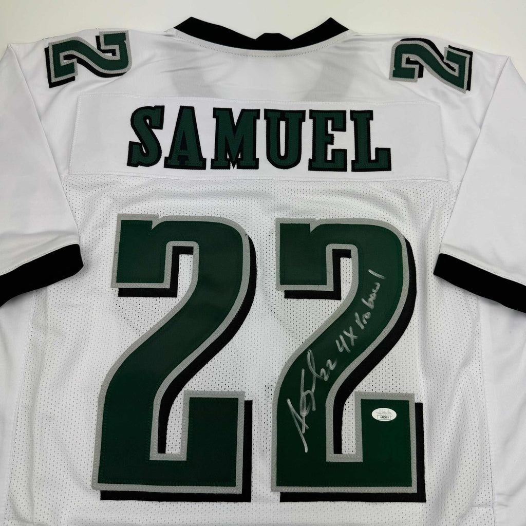 Autographed/Signed Asante Samuel Sr. Philadelphia White Football Jersey JSA COA