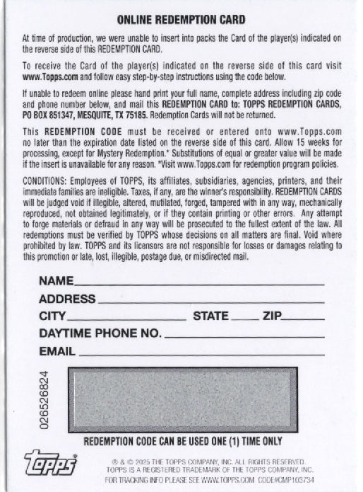 2025 Topps Bowman U Now Fernando Mendoza #60A Orange Relic Auto /25 Redemption Indiana Hoosiers Rookie RC Football Card