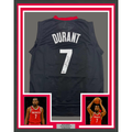 Framed Autographed/Signed Kevin Durant 35x39 Houston Black Basketball Jersey Beckett BAS COA