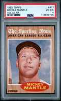 Graded 1962 Topps All Star Mickey Mantle #471 Baseball Card PSA 4 VG-EX