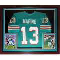Dan Marino Autographed Miami Dolphins (Teal #13) Deluxe Framed Jersey - Marino Holo
