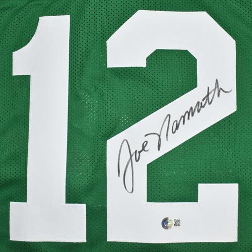 Joe Namath Autographed New York Jets (Green #12) Custom Jersey - Beckett