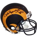 Jack Youngblood Autographed Los Angeles Rams (Yellow Throwback) Mini Helmet w/ "HOF 01"