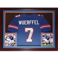 Danny Wuerffel Autographed Florida Gators (Blue #7) Deluxe Framed Jersey w/ "96 Heisman Champs"