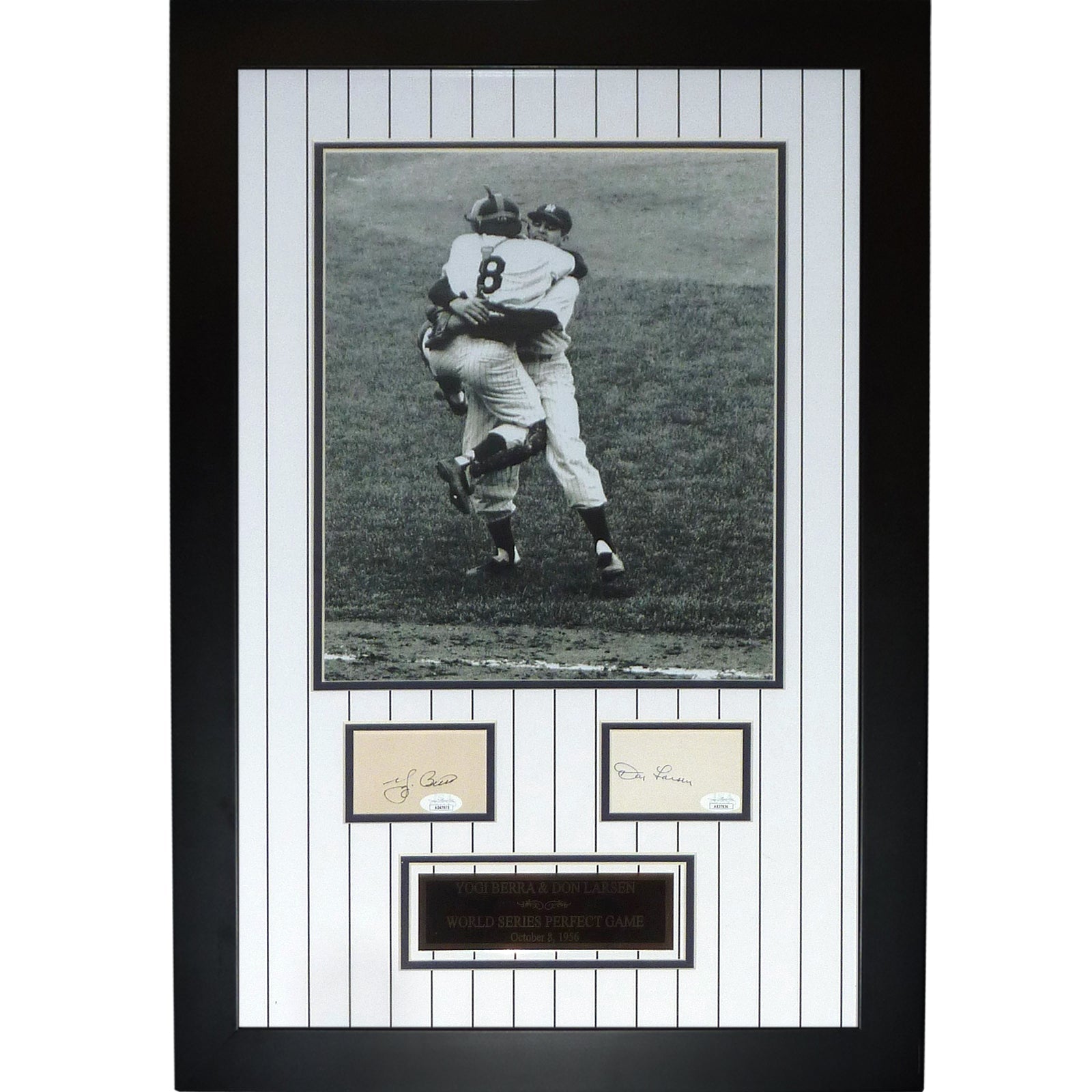 Yogi Berra And Don Larsen Autographed New York Yankees (WS Perfect Game) Deluxe Framed 11x14 Photo Piece - JSA