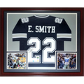 Emmitt Smith Autographed Dallas Cowboys (Blue #22) Deluxe Framed Jersey - JSA