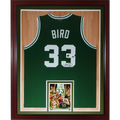 Larry Bird Autographed Boston Celtics (Green #33) Deluxe Framed Jersey - Beckett Witness
