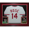 Pete Rose Autographed Cincinnati Reds (White #14) Deluxe Framed Jersey w/ "4256' - JSA