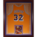 Magic Johnson Autographed Los Angeles Lakers (Yellow #32) Deluxe Framed Jersey - Beckett