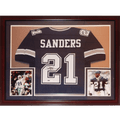 Deion Sanders Autographed Dallas Cowboys (Blue #21) Deluxe Framed Jersey - JSA