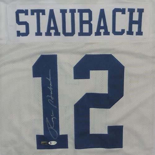 Roger Staubach Autographed Dallas Cowboys (White #12) Custom Jersey - Beckett