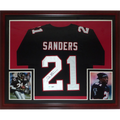 Deion Sanders Autographed Atlanta Falcons (Black #21) Deluxe Framed Jersey - Beckett