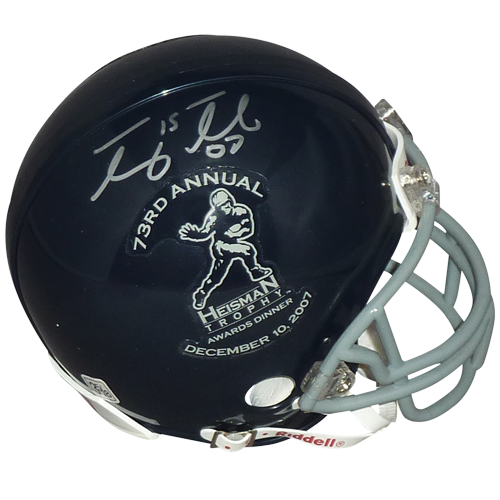 Tim Tebow Autographed 2007 Heisman Trophy Dinner (Navy) Mini Helmet w/ "07"- Very Rare - Tebow Holo