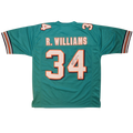 Ricky Williams Autographed Miami (Teal #34) Custom Jersey - Beckett