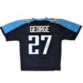 Eddie George Autographed Tennessee Titans (Blue #27) Custom Jersey - JSA
