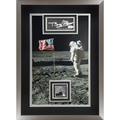 Buzz Aldrin Autographed Apollo 11 Moon Landing (with American Flag) Deluxe Framed 13x19 Photo with Floating Matted Signature and Genuine Moon Rock - JSA
