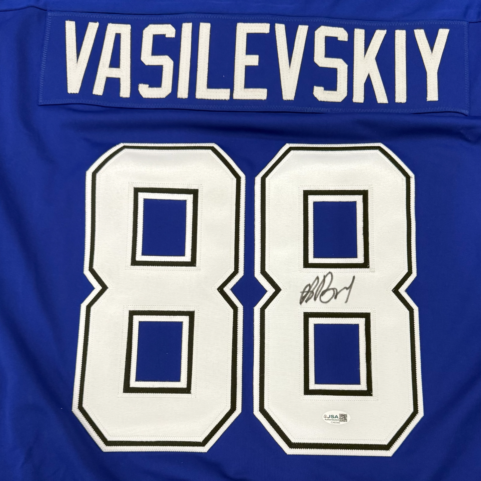 Andrei Vasilevskiy Autographed Tampa Bay (Blue #88) Custom Hockey Jersey - JSA Witness